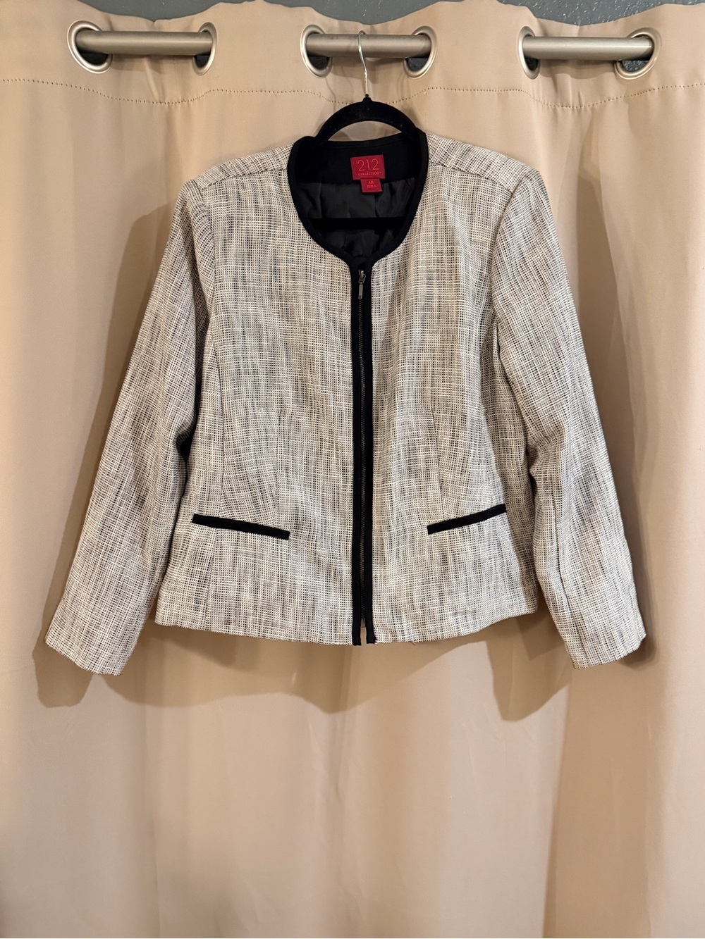 Women’s 212 Collections Contrast-Trim Zip Up Blazer